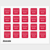 Cherry Red Fragile Label Square Sticker (Vel)
