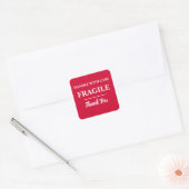 Cherry Red Fragile Label Square Sticker (Envelop)