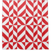 Cherry Red Geometric Cube Pattern Douchegordijn (Voorkant)