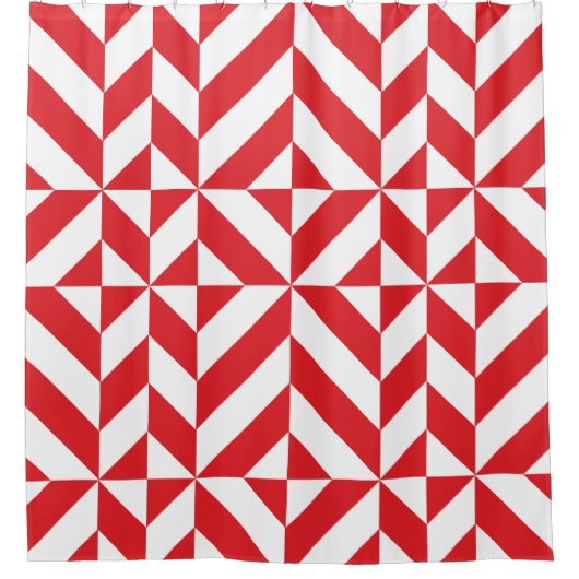 Cherry Red Geometric Cube Pattern Douchegordijn (Voorkant)