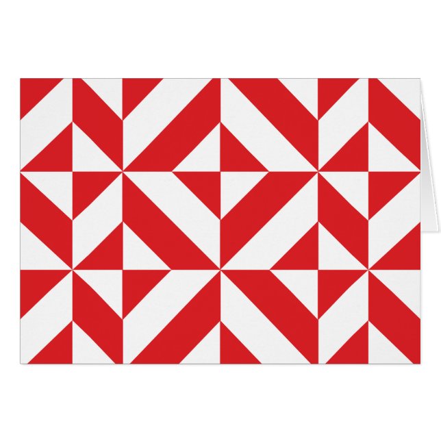 Cherry Red Geometric Deco Cube Pattern (Voorkant Horizontaal)