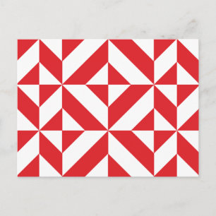 Cherry Red Geometric Deco Cube Pattern Briefkaart