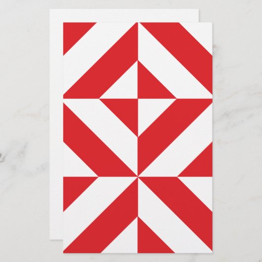 Cherry Red Geometric Deco Cube Pattern Briefpapier (Voorkant / Achterkant)
