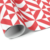 Cherry Red Geometric Deco Cube Pattern Cadeaupapier (Rol Hoek)