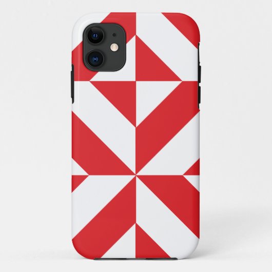 Cherry Red Geometric Deco Cube Pattern Case-Mate iPhone Case (Achterkant)