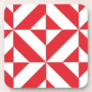 Cherry Red Geometric Deco Cube Pattern Drankjes Onderzetter
