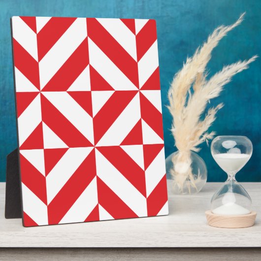 Cherry Red Geometric Deco Cube Pattern Fotoplaat (Zijkant)