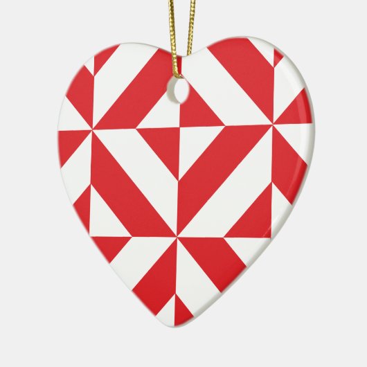 Cherry Red Geometric Deco Cube Pattern Keramisch Ornament (Links)
