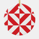 Cherry Red Geometric Deco Cube Pattern Keramisch Ornament (Voorkant)