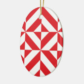 Cherry Red Geometric Deco Cube Pattern Keramisch Ornament (Links)