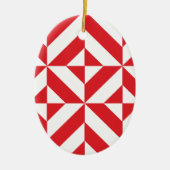 Cherry Red Geometric Deco Cube Pattern Keramisch Ornament (Voorkant)