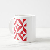Cherry Red Geometric Deco Cube Pattern Koffiemok (Voorkant links)