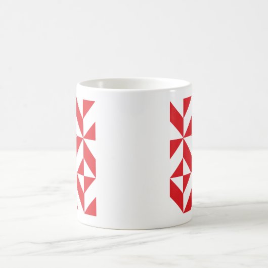 Cherry Red Geometric Deco Cube Pattern Koffiemok (Center)