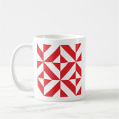 Cherry Red Geometric Deco Cube Pattern Koffiemok (Links)