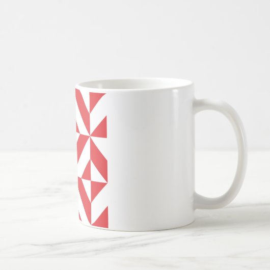 Cherry Red Geometric Deco Cube Pattern Koffiemok (Rechts)