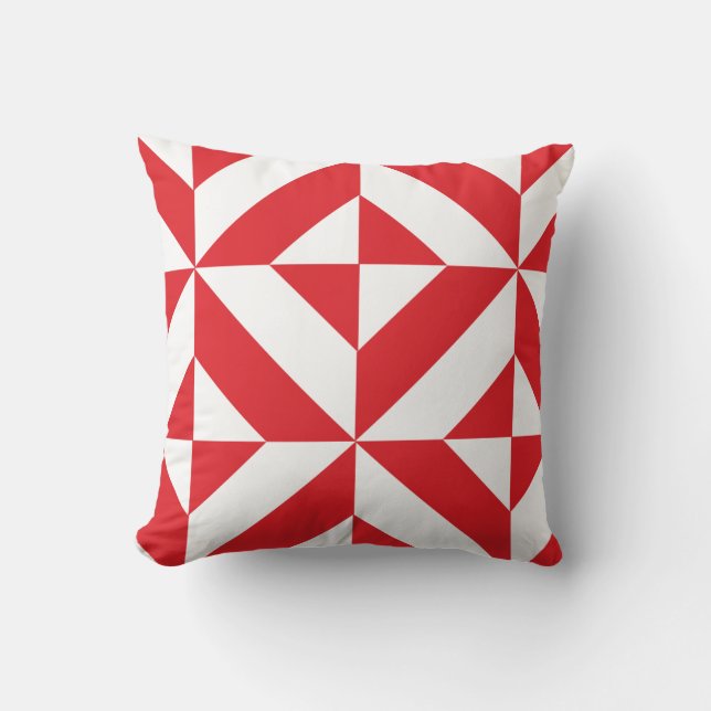 Cherry Red Geometric Deco Cube Pattern Kussen (Voorkant)