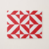 Cherry Red Geometric Deco Cube Pattern Legpuzzel (Horizontaal)