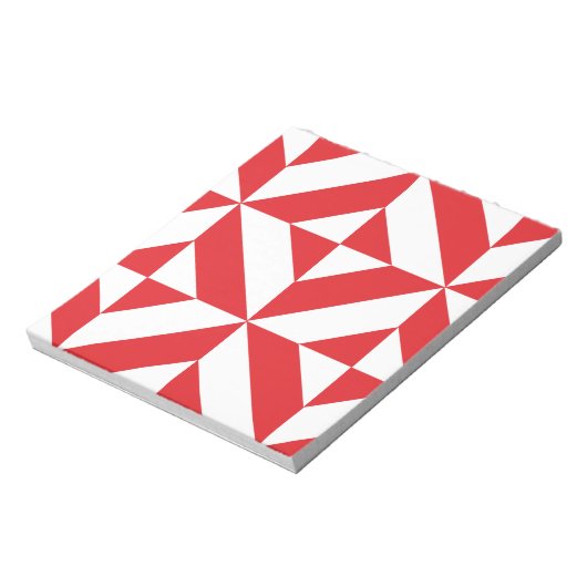 Cherry Red Geometric Deco Cube Pattern Notitieblok (Linkerzijde)