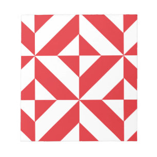 Cherry Red Geometric Deco Cube Pattern Notitieblok