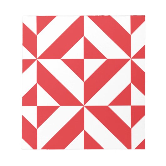 Cherry Red Geometric Deco Cube Pattern Notitieblok (Voorkant)