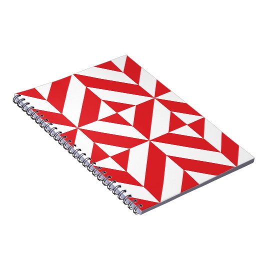 Cherry Red Geometric Deco Cube Pattern Notitieboek (Rechterzijde)