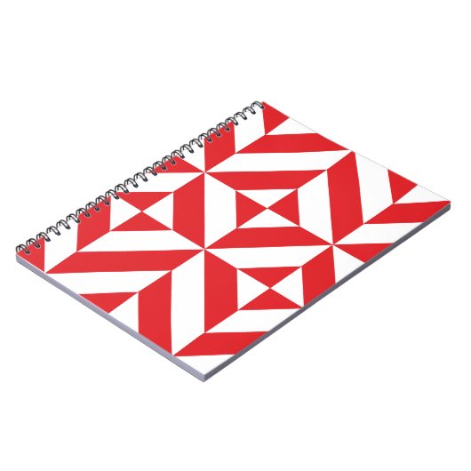 Cherry Red Geometric Deco Cube Pattern Notitieboek (Linkerzijde)