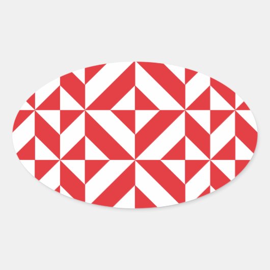 Cherry Red Geometric Deco Cube Pattern Ovale Sticker (Voorkant)