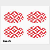 Cherry Red Geometric Deco Cube Pattern Ovale Sticker (Vel)