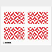 Cherry Red Geometric Deco Cube Pattern Rechthoekige Sticker (Vel)