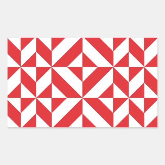 Cherry Red Geometric Deco Cube Pattern Rechthoekige Sticker (Voorkant)
