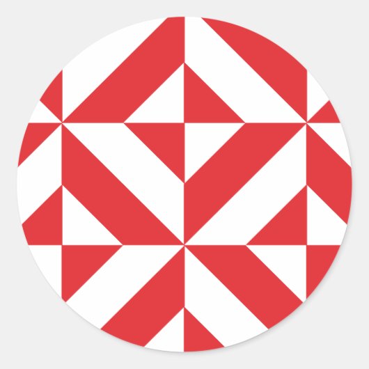 Cherry Red Geometric Deco Cube Pattern Ronde Sticker (Voorkant)