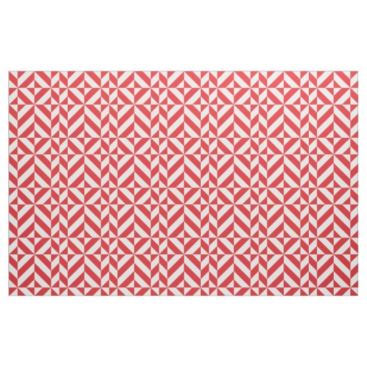 Cherry Red Geometric Deco Cube Pattern Stof (Fat Quarter)