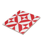 Cherry Red Geometric Deco Cube Pattern Tegeltje (Zijkant)