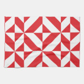 Cherry Red Geometric Deco Cube Pattern Theedoek (Horizontaal)