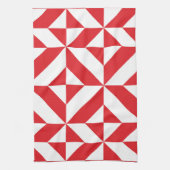 Cherry Red Geometric Deco Cube Pattern Theedoek (Verticaal)