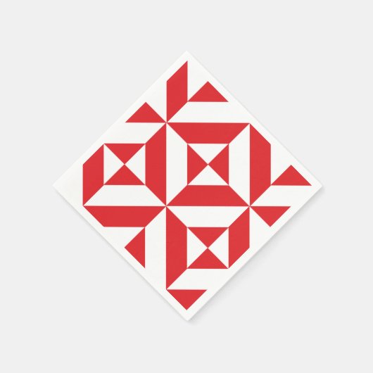 Cherry Red Geometric Deco Pattern Servetten (Hoek)