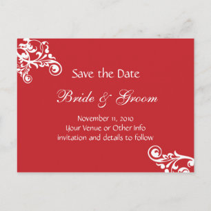 Cherry Red Gepersonaliseerde Bloei Save the Date Aankondigingskaart