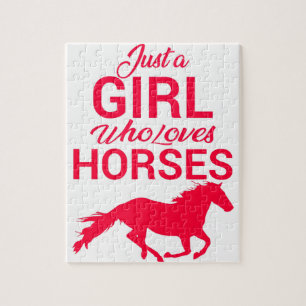 Cherry Red Gewoon Een Meisje Dat Van Paarden Houdt Legpuzzel