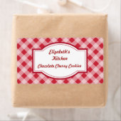 Cherry Red Gingham Keukenlabels Etiket (Insitu)