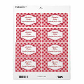 Cherry Red Gingham Keukenlabels Etiket (Full Sheet)