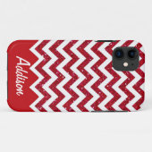 Cherry Red Glitter Chevron Name BLING Hoesje (Achterkant (horizontaal))