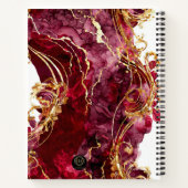 Cherry Red & Gold Monogram Name Script Notebook Notitieboek (Achterkant)