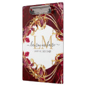 Cherry Red & Gold Monogram Script Klembord (Links)