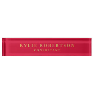 Cherry Red & Goud Kleuren Professionele Trendy Een Naambordje
