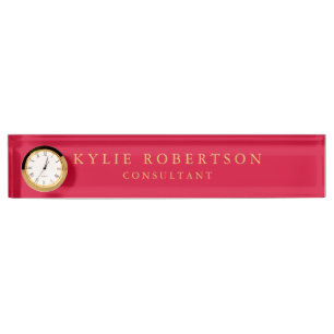 Cherry Red & Goud Kleuren Professionele Trendy Eff Naambordje