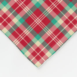 Cherry Red, Green and Cream Retro met kerstpannen Fleece Deken
