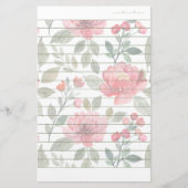 Cherry Red Green Pattern Writing Paper Lined Briefpapier (Voorkant)