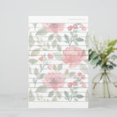 Cherry Red Green Pattern Writing Paper Lined Briefpapier (Staand voorkant)