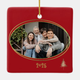 Cherry Red Green Pink & Gold Christmas Trees Keramisch Ornament