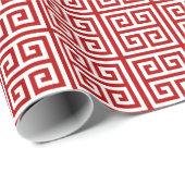 Cherry Red Grote Griekse Sleutelafdruk Cadeaupapier (Rol Hoek)